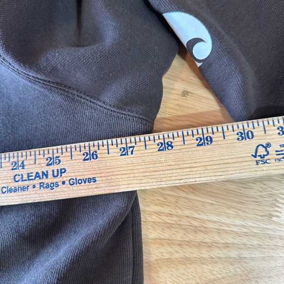 Carhartt Hoodie Sweatshirt Brown Mens Size Large Sleeve Spellout - Picture 6 of 12